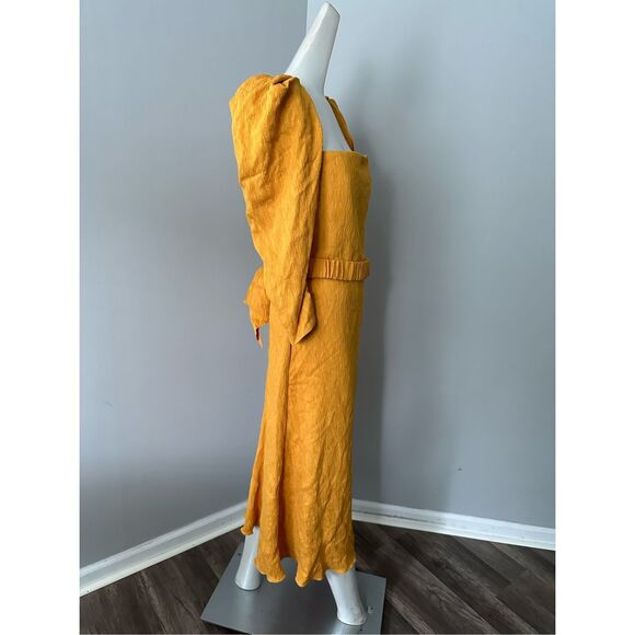 JOHANNA ORTIZ Lotus And Beetle Belted Textured Woven Midi Dress US 6 $1150 - Picture 8 of 11